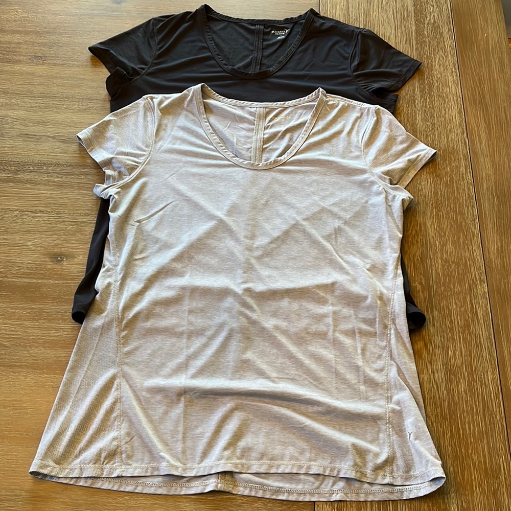 Old Navy Active Go Dry TWO LARGE SHIRTS One is light gray, one is charcoal gray